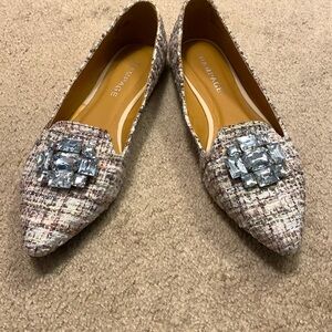 Tweed Rhinestone Embellished Flats